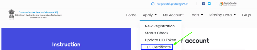TEC CSC Certificate Apply