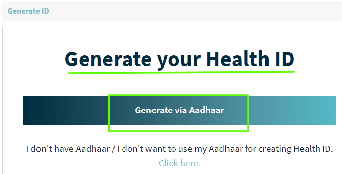 Ayushman Bharat Health ID Via aadhar