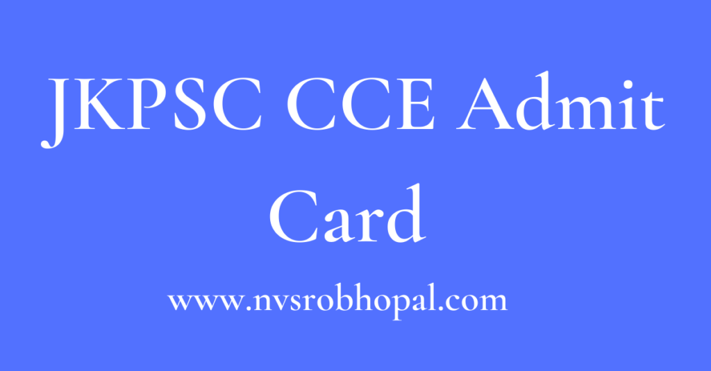 _JKPSC CCE Admit Card