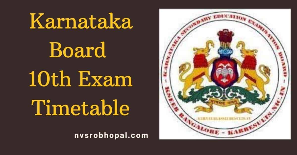 Karnataka Board 10th Exam 2022 Time Table