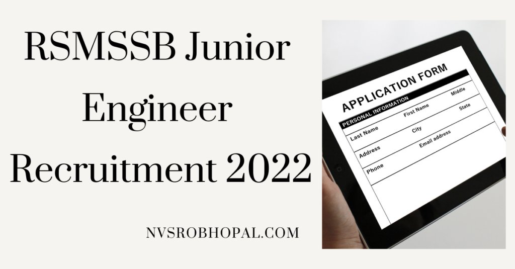RSMSSB Junior Engineer Recruitment 2022