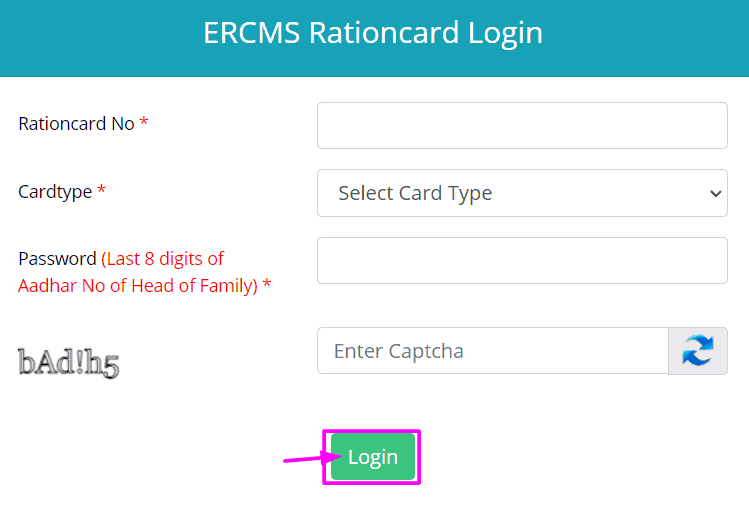 Rationcard login