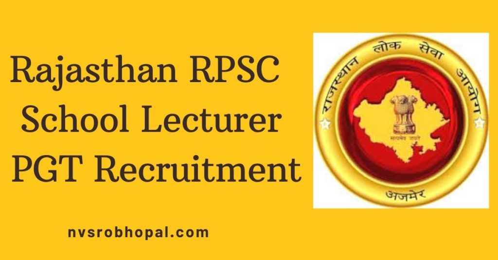Rajasthan RPSC School Lecturer PGT Recruitment