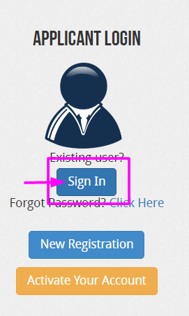 Applicant Login Page