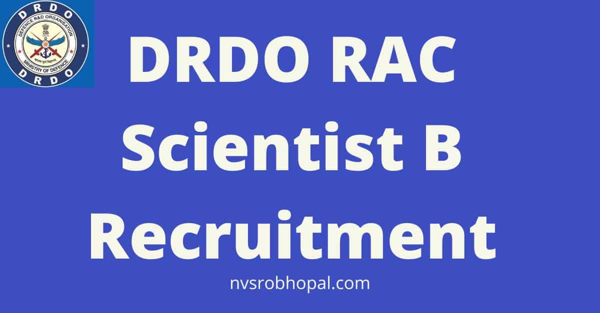 DRDO RAC Scientist B Recruitment
