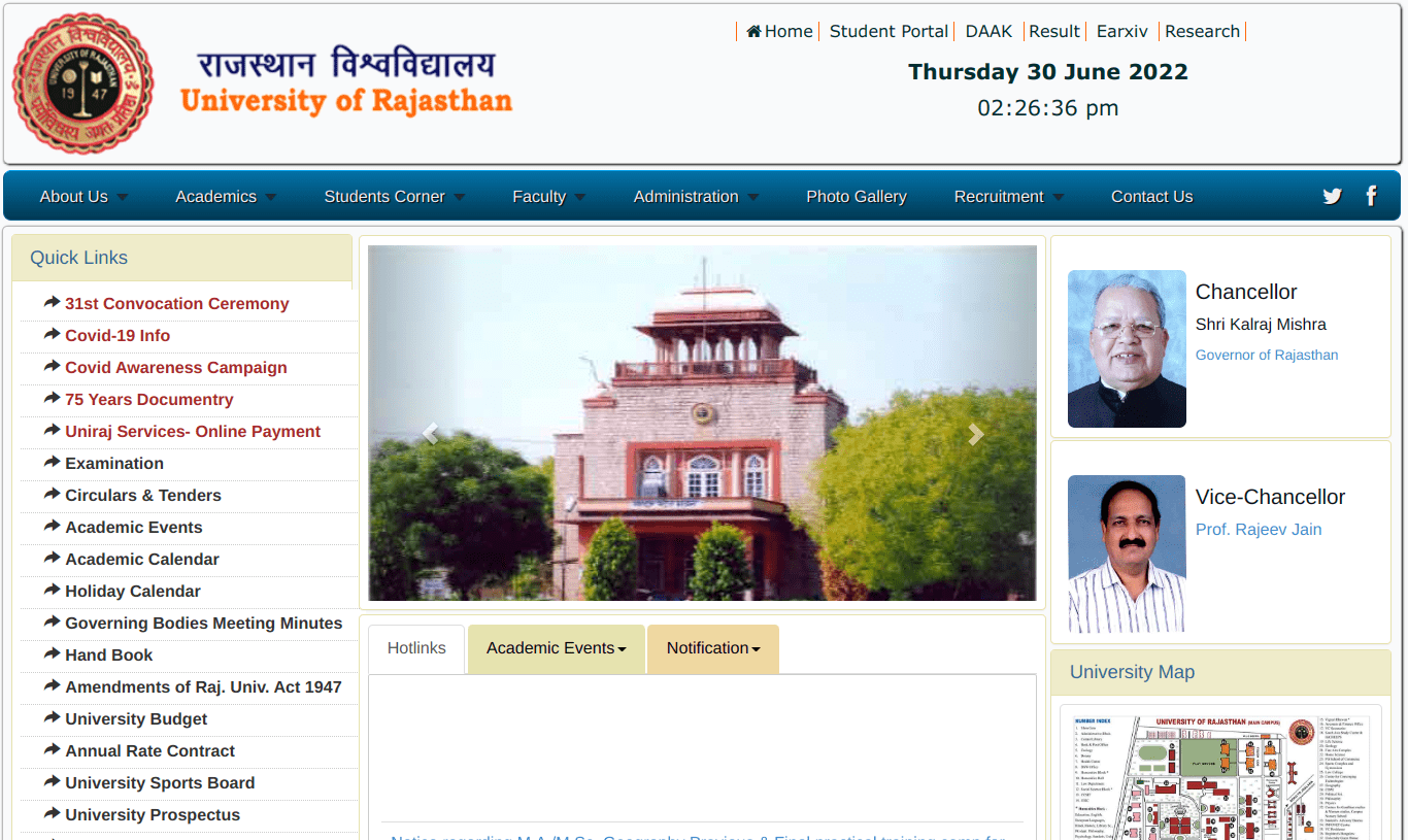 University of Rajasthan Official Page