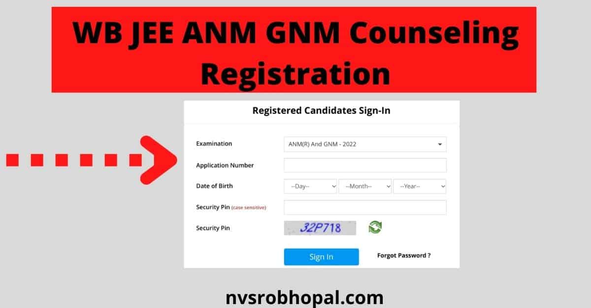 WB JEE ANM GNM Counseling Registration