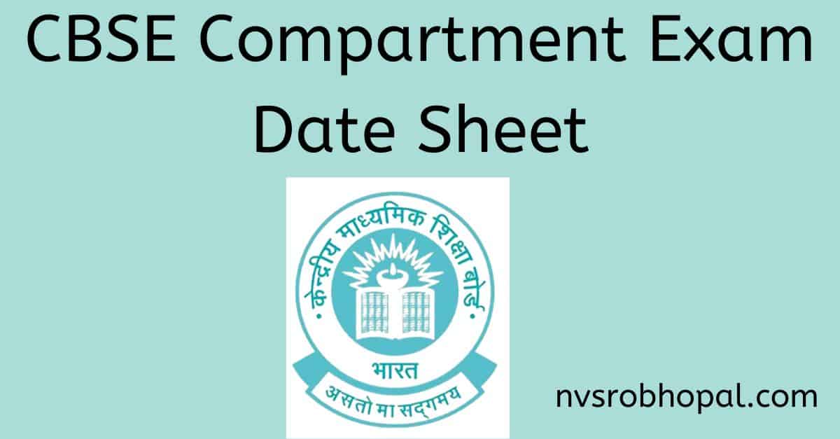 CBSE Compartment Exam Date Sheet