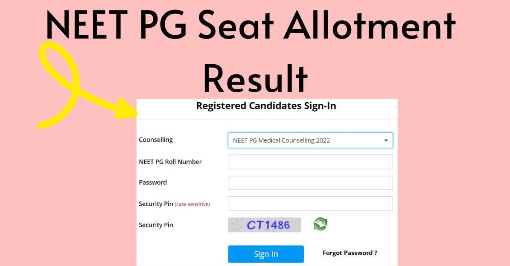 NEET PG Seat Allotment Result