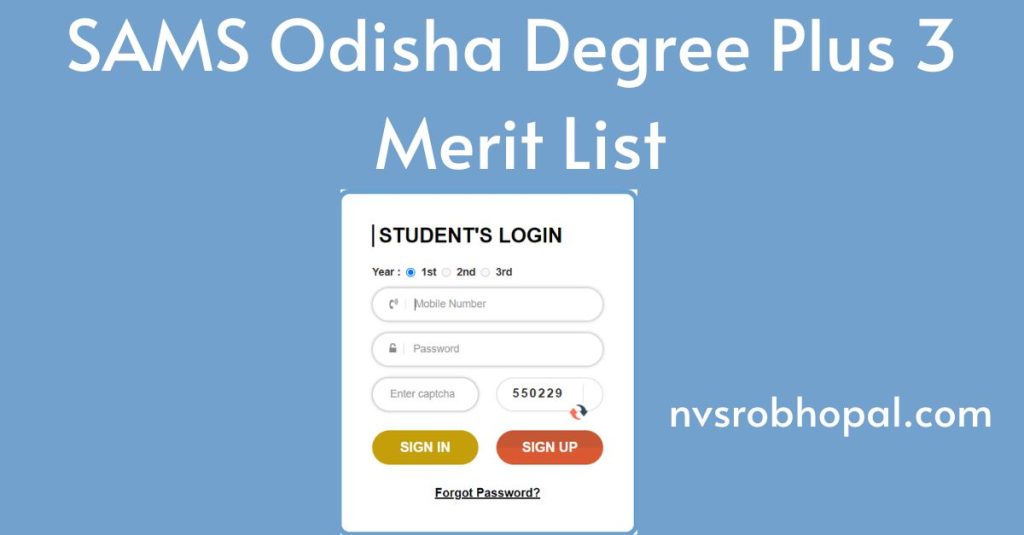 Odisha Degree Plus 3 Merit List