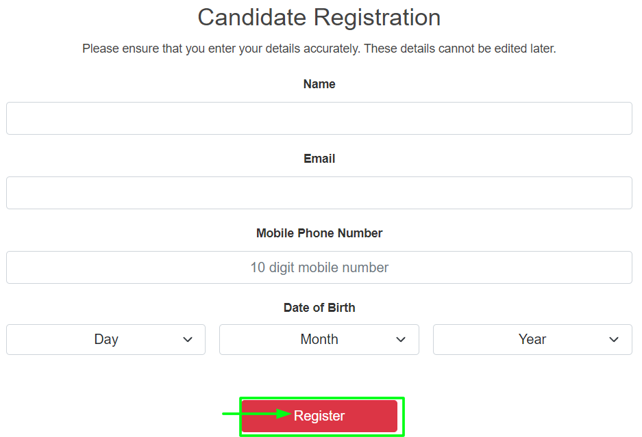 Candidate registration form NHM MLSP