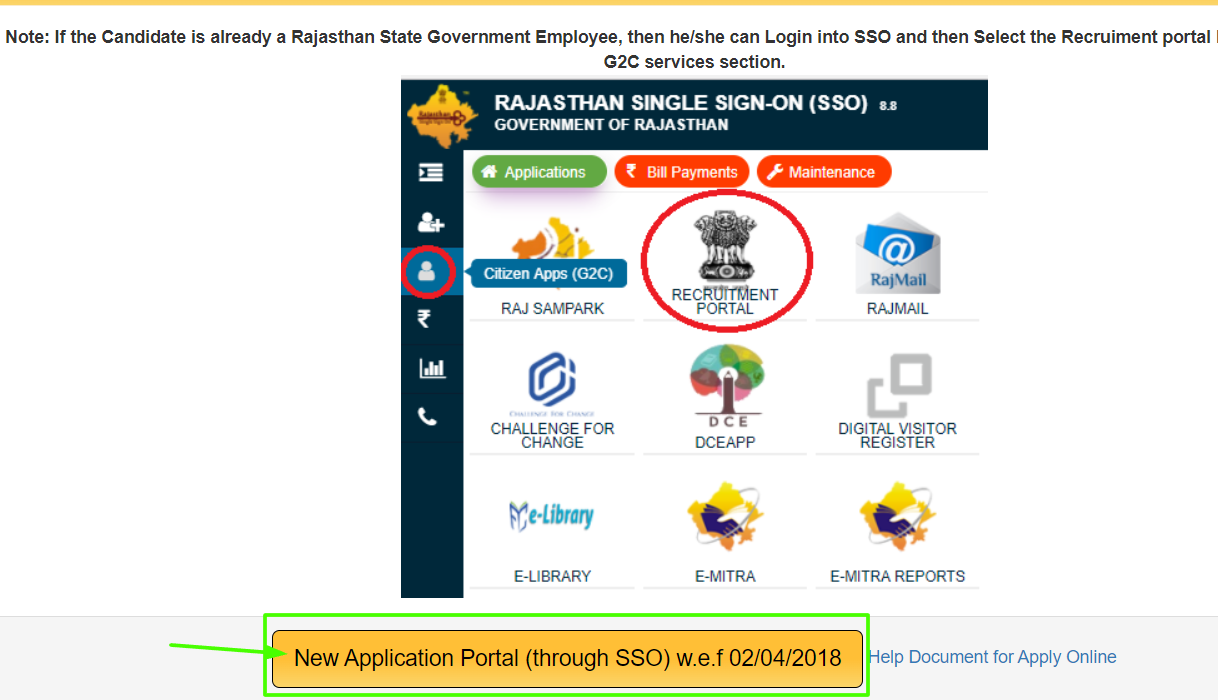 Rajasthan recruitment application portal