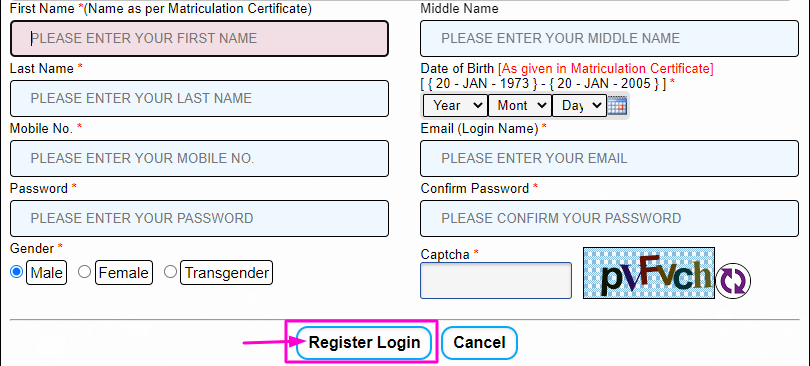 NDA Pune Group C registration process